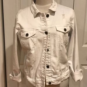 White distressed denim jacket